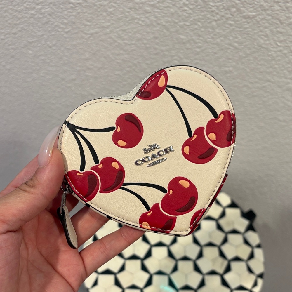 Coach Cherry Heart Coin Pouch